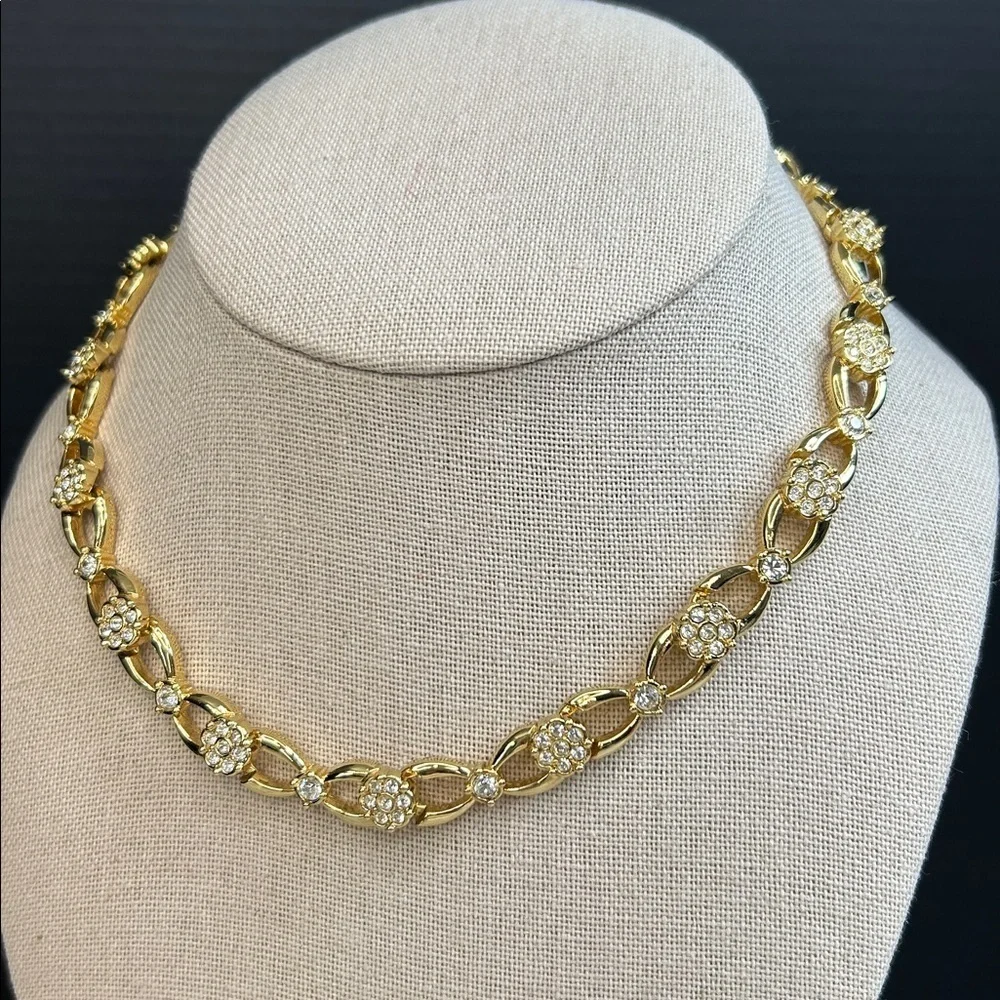 Elegant Swarovski Gold Crystal Collar Necklace